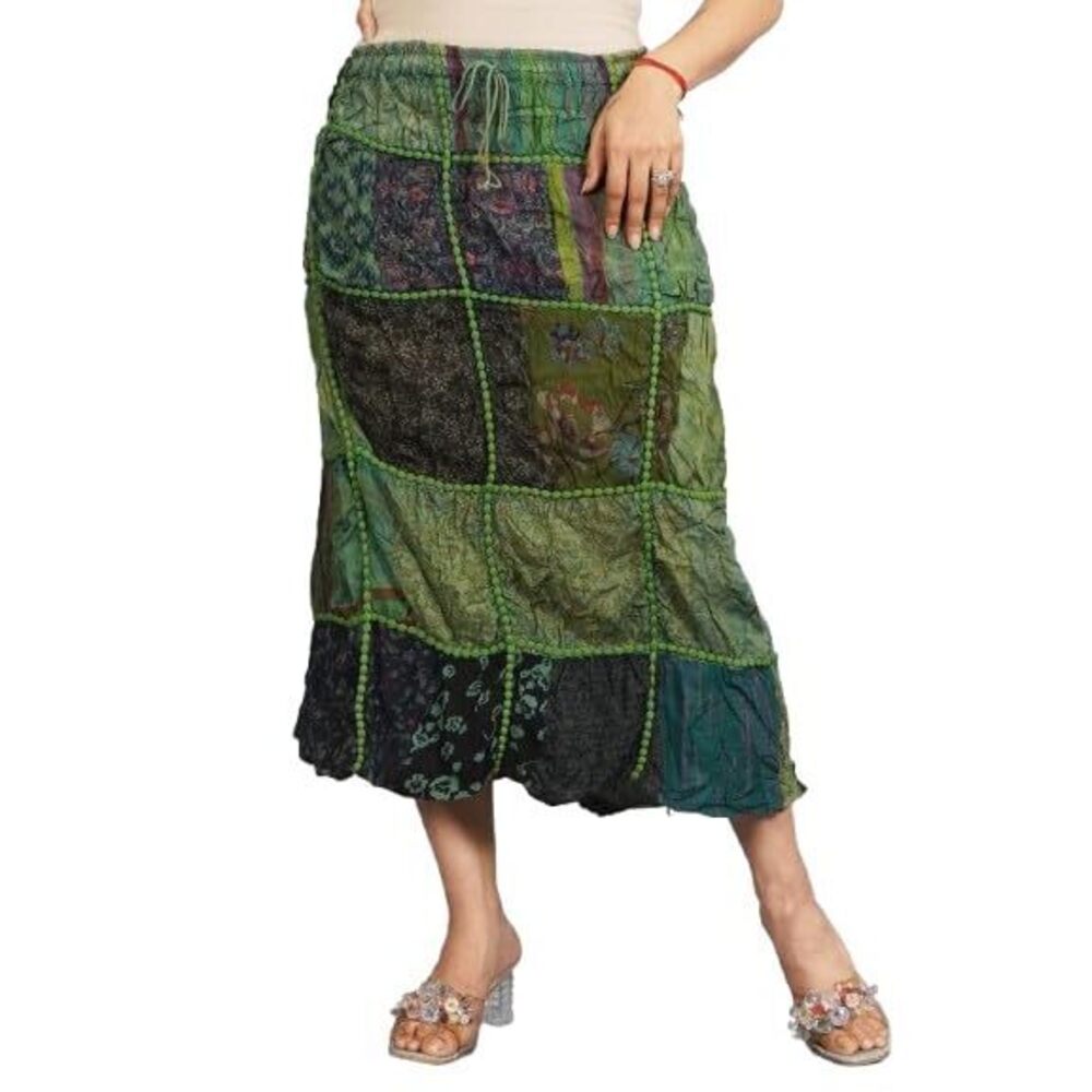 5989 Indian Cotton Wrap Skirts Boho Red Long Skirt Handmade Wrap Skirt